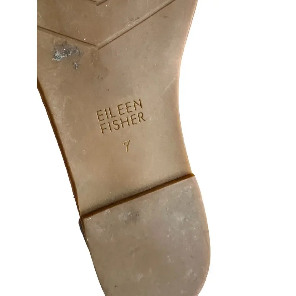Eileen Fisher Metallic Taupe Flat Ankle Strap Sandals 7